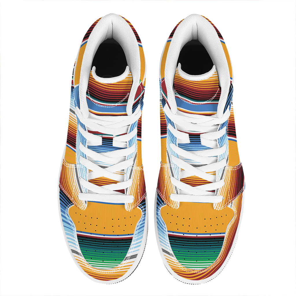 Tribal Serape Blanket Pattern Print High Top Leather Sneakers