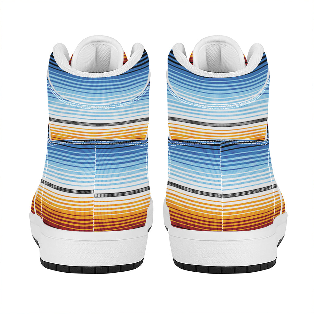 Tribal Serape Blanket Pattern Print High Top Leather Sneakers