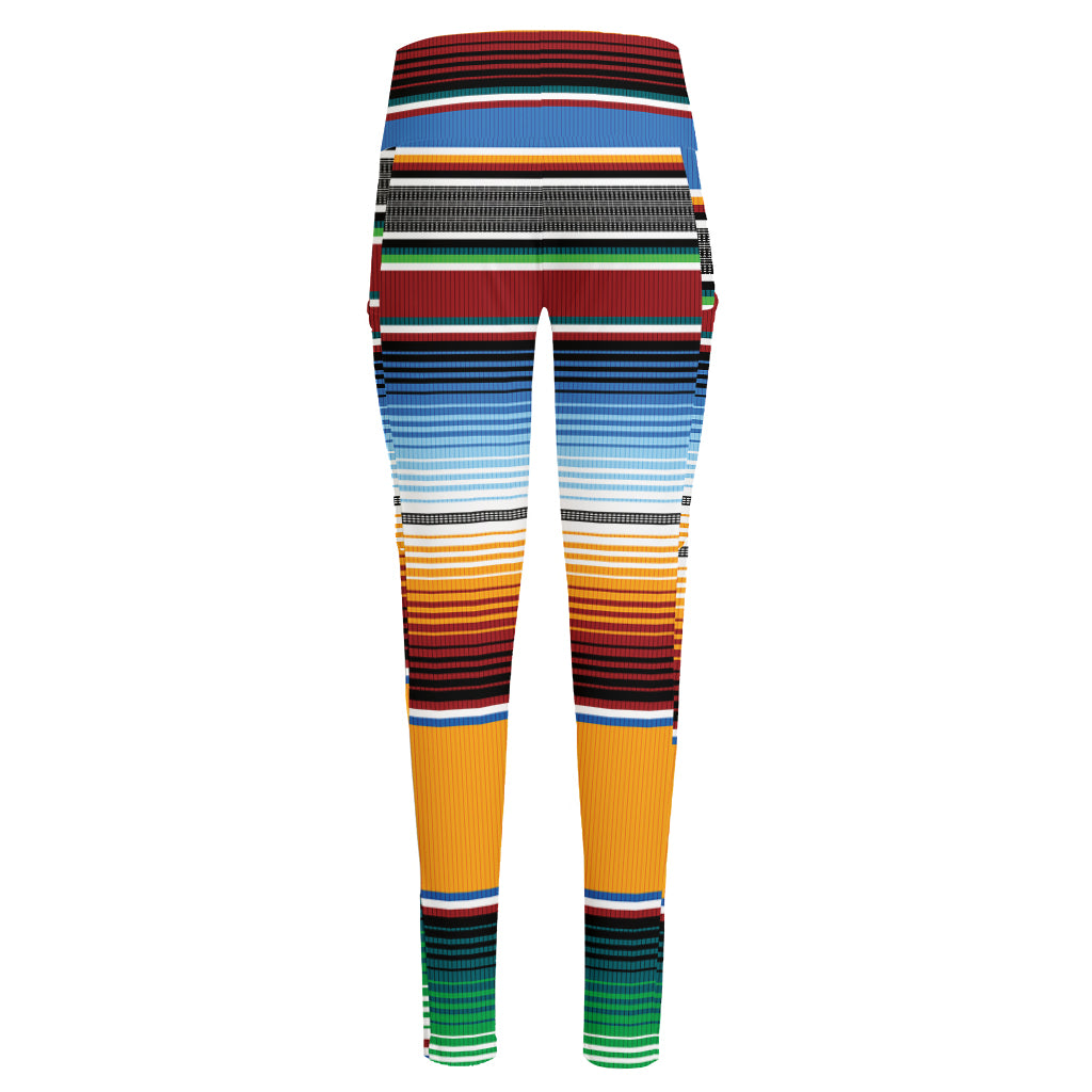 Tribal Serape Blanket Pattern Print High-Waisted Pocket Leggings
