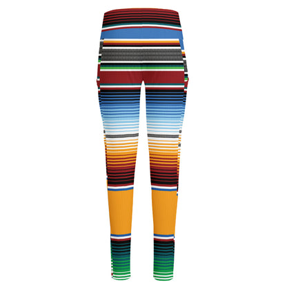 Tribal Serape Blanket Pattern Print High-Waisted Pocket Leggings