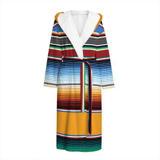 Tribal Serape Blanket Pattern Print Hooded Bathrobe