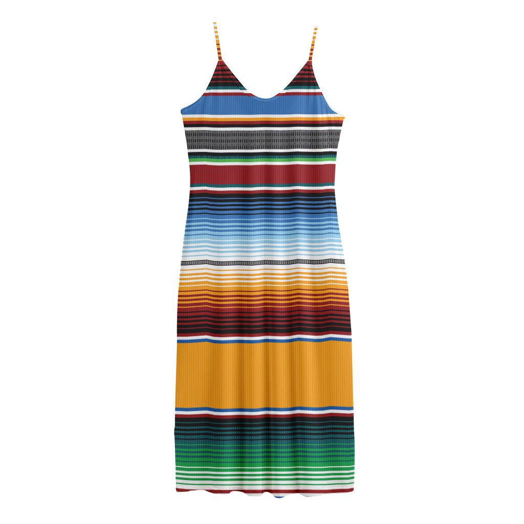 Tribal Serape Blanket Pattern Print Jersey Midi Cami Dress