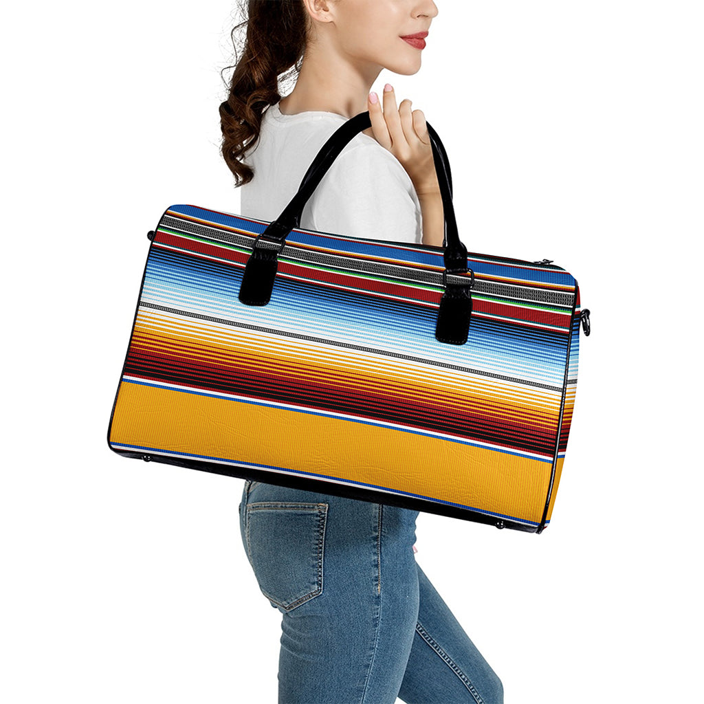Tribal Serape Blanket Pattern Print Leather Duffle Bag