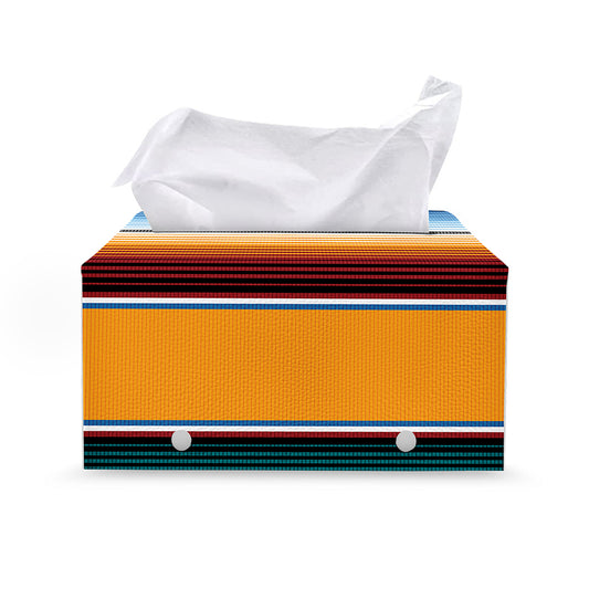 Tribal Serape Blanket Pattern Print Leather Tissue Box Cover