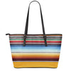 Tribal Serape Blanket Pattern Print Leather Tote Bag