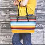 Tribal Serape Blanket Pattern Print Leather Tote Bag