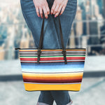 Tribal Serape Blanket Pattern Print Leather Tote Bag