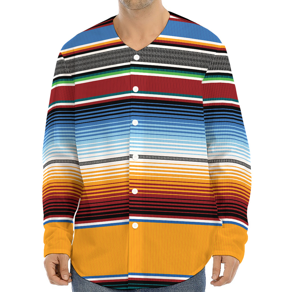 Tribal Serape Blanket Pattern Print Long Sleeve Baseball Jersey