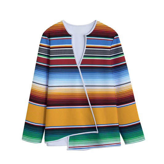 Tribal Serape Blanket Pattern Print Long Sleeve Short Coat