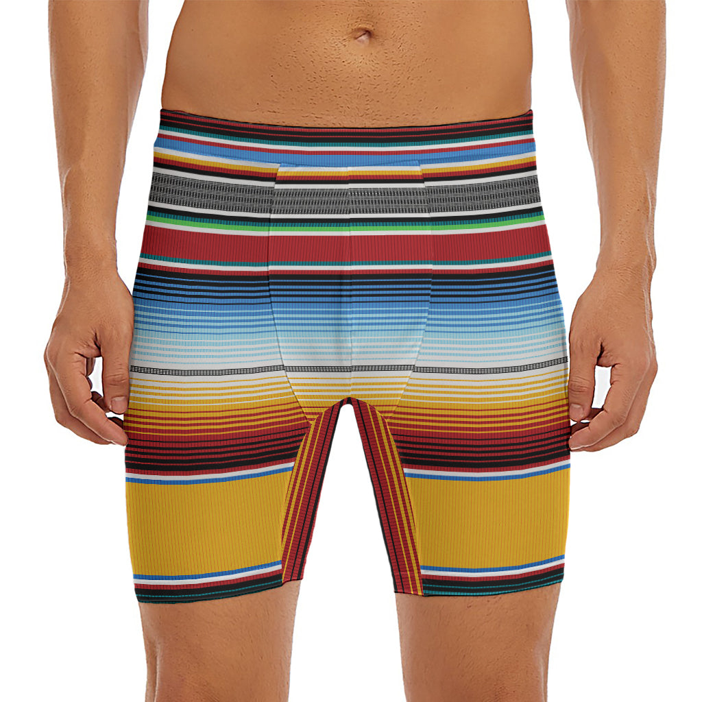 Tribal Serape Blanket Pattern Print Men's Long Boxer Briefs