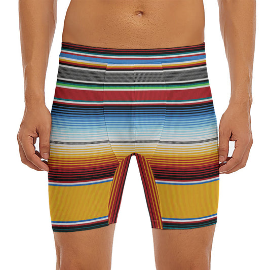Tribal Serape Blanket Pattern Print Men's Long Boxer Briefs