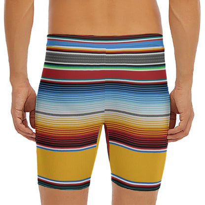 Tribal Serape Blanket Pattern Print Men's Long Boxer Briefs