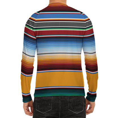 Tribal Serape Blanket Pattern Print Men's Long Sleeve Rash Guard