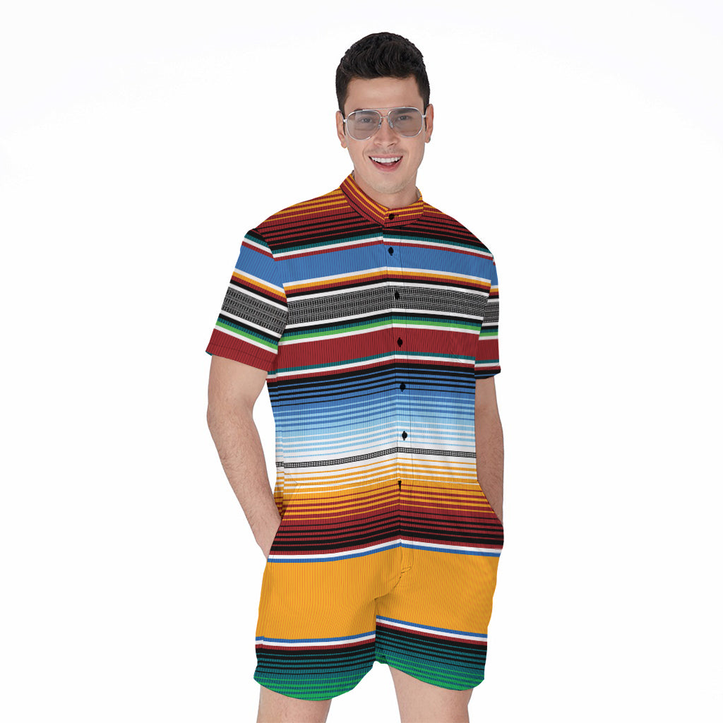 Tribal Serape Blanket Pattern Print Men's Rompers