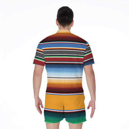 Tribal Serape Blanket Pattern Print Men's Rompers
