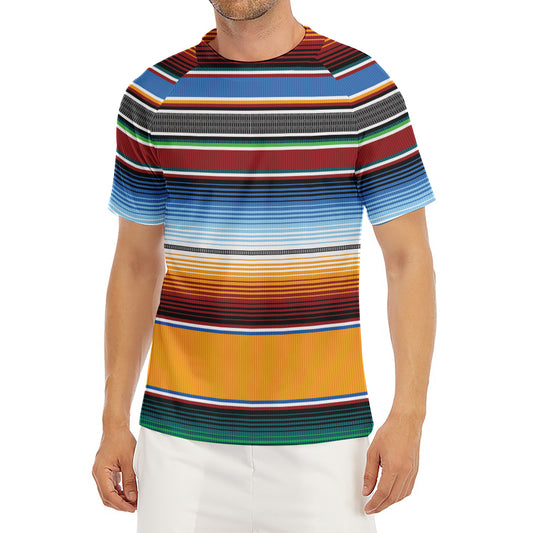 Tribal Serape Blanket Pattern Print Men's Short Sleeve Rash Guard