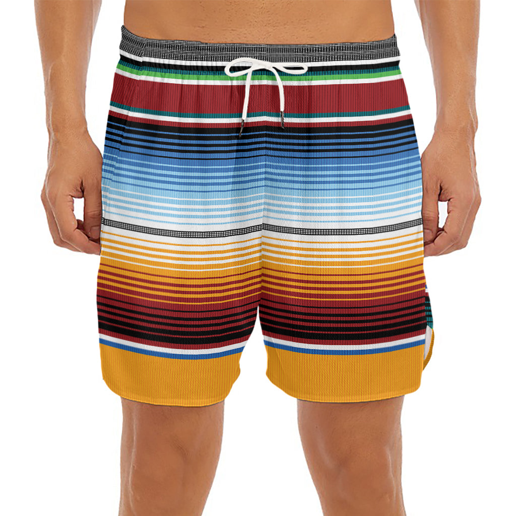 Tribal Serape Blanket Pattern Print Men's Split Running Shorts