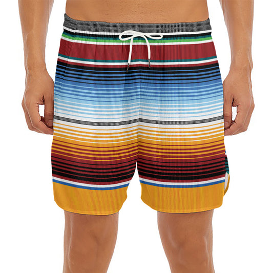 Tribal Serape Blanket Pattern Print Men's Split Running Shorts