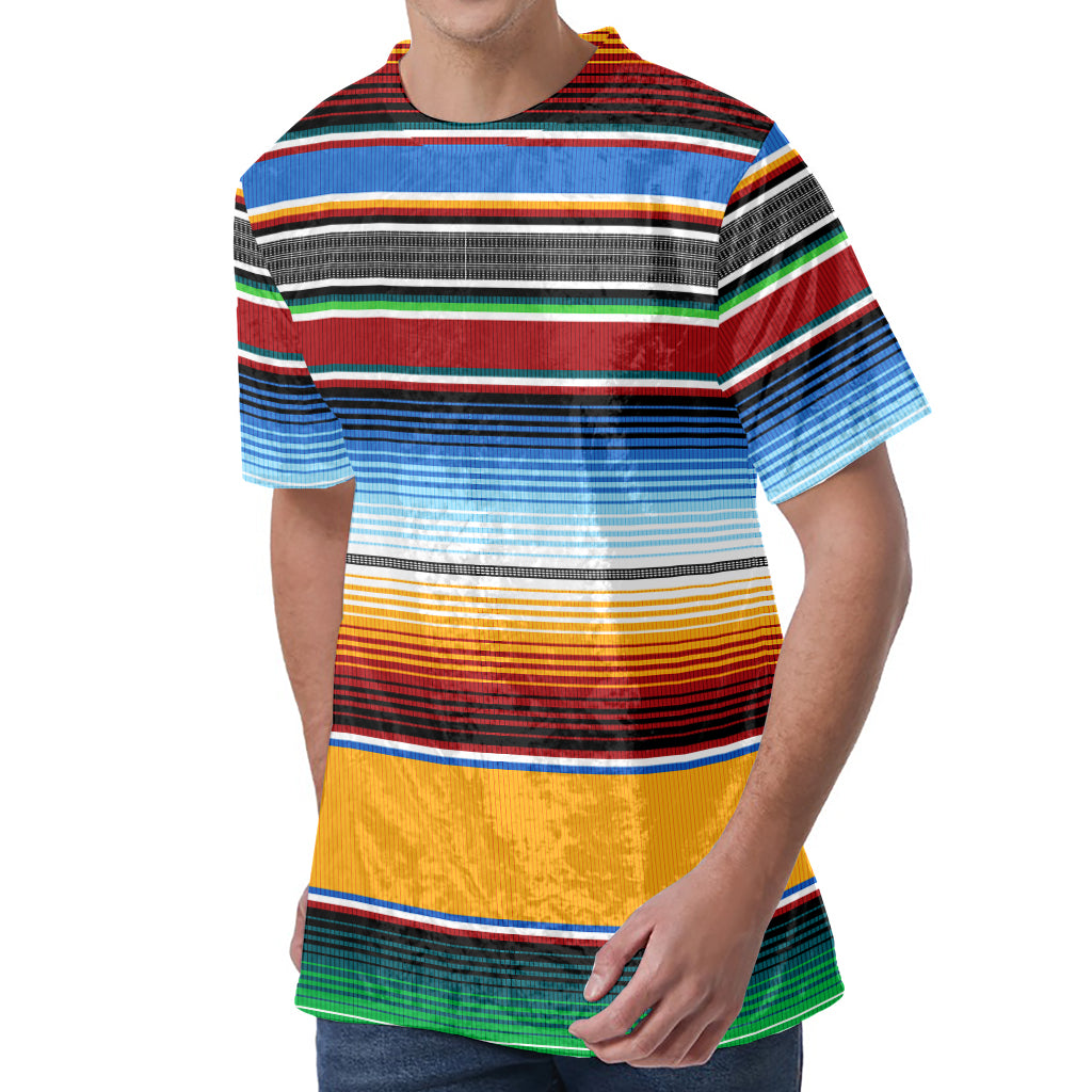 Tribal Serape Blanket Pattern Print Men's Velvet T-Shirt