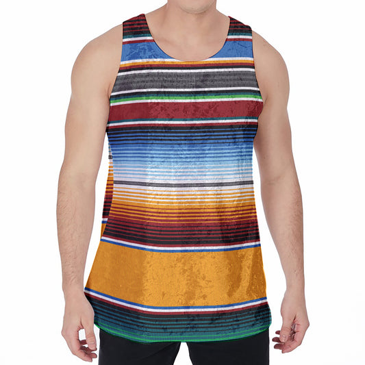 Tribal Serape Blanket Pattern Print Men's Velvet Tank Top