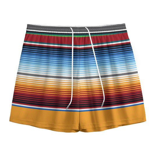 Tribal Serape Blanket Pattern Print Mesh Shorts