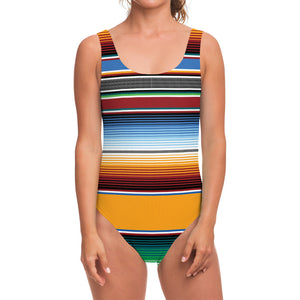 Tribal Serape Blanket Pattern Print One Piece Swimsuit