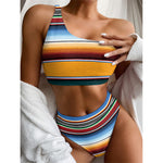 Tribal Serape Blanket Pattern Print One Shoulder Bikini Top