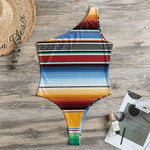 Tribal Serape Blanket Pattern Print One Shoulder Bodysuit