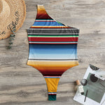 Tribal Serape Blanket Pattern Print One Shoulder Bodysuit
