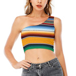 Tribal Serape Blanket Pattern Print One Shoulder Crop Top