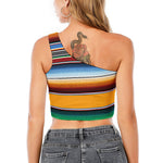Tribal Serape Blanket Pattern Print One Shoulder Crop Top
