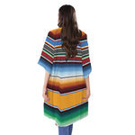 Tribal Serape Blanket Pattern Print Open Front Beach Cover Up