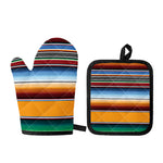Tribal Serape Blanket Pattern Print Oven Mitt And Pot Holder Set