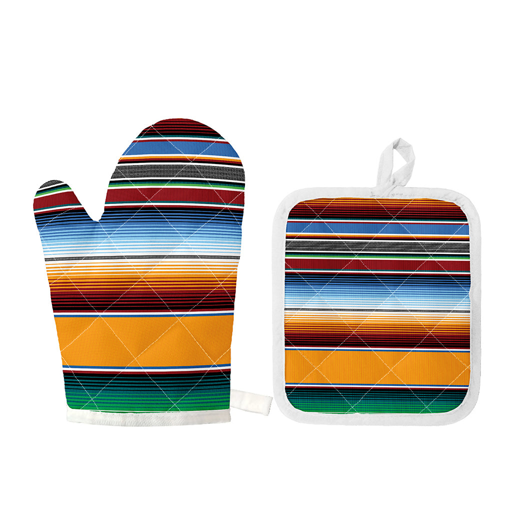 Tribal Serape Blanket Pattern Print Oven Mitt And Pot Holder Set
