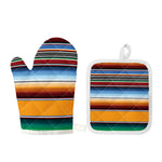 Tribal Serape Blanket Pattern Print Oven Mitt And Pot Holder Set
