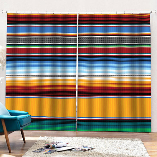 Tribal Serape Blanket Pattern Print Pencil Pleat Curtains