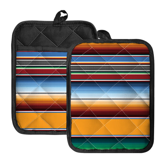Tribal Serape Blanket Pattern Print Pot Holders With Pocket