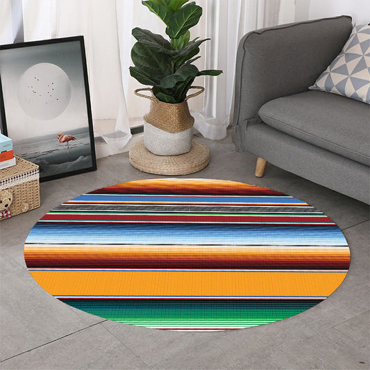 Tribal Serape Blanket Pattern Print Round Rug