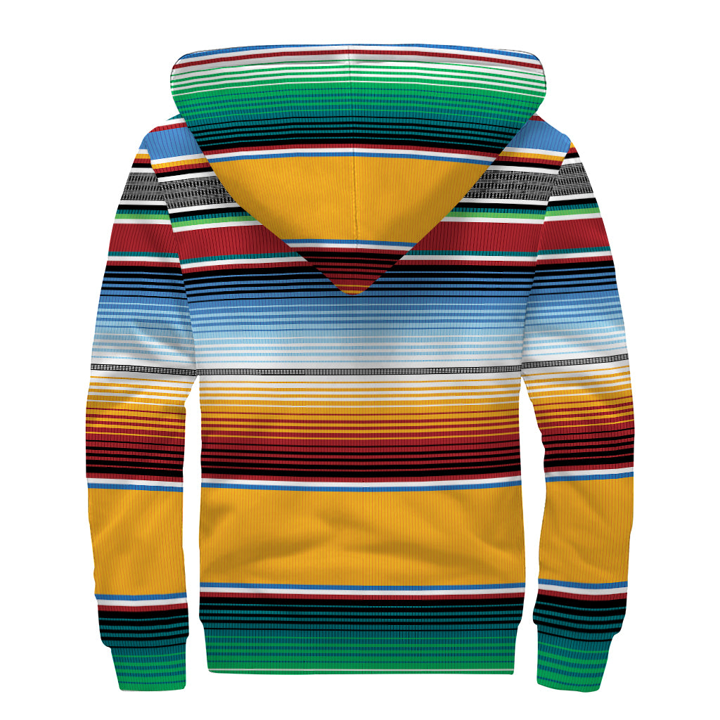 Tribal Serape Blanket Pattern Print Sherpa Lined Zip Up Hoodie
