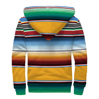 Tribal Serape Blanket Pattern Print Sherpa Lined Zip Up Hoodie