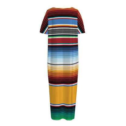 Tribal Serape Blanket Pattern Print Short Sleeve Long Nightdress