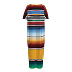 Tribal Serape Blanket Pattern Print Short Sleeve Long Nightdress