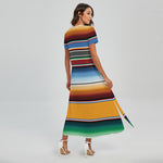 Tribal Serape Blanket Pattern Print Short Sleeve Maxi Dress