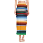 Tribal Serape Blanket Pattern Print Side Slit Maxi Skirt