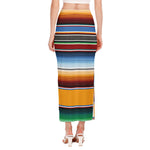 Tribal Serape Blanket Pattern Print Side Slit Maxi Skirt