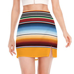 Tribal Serape Blanket Pattern Print Side Slit Mini Skirt