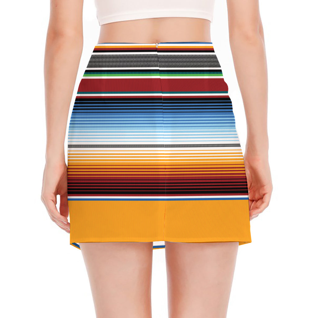 Tribal Serape Blanket Pattern Print Side Slit Mini Skirt