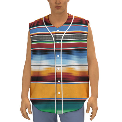 Tribal Serape Blanket Pattern Print Sleeveless Baseball Jersey