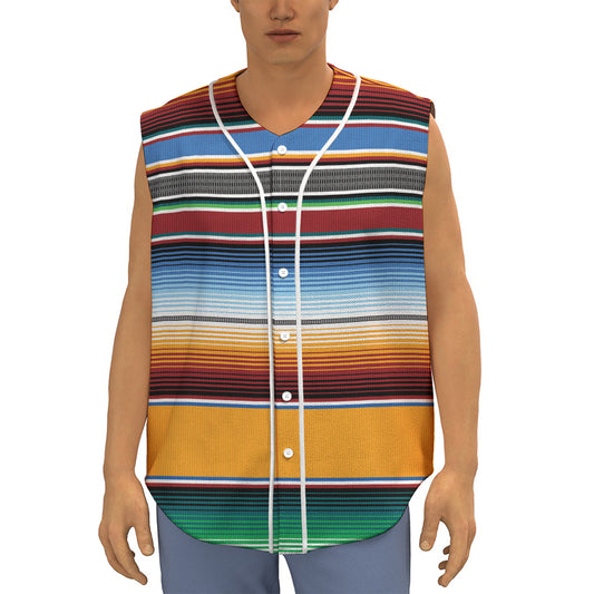 Tribal Serape Blanket Pattern Print Sleeveless Baseball Jersey