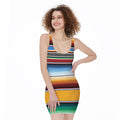 Tribal Serape Blanket Pattern Print Sleeveless Bodycon Dress